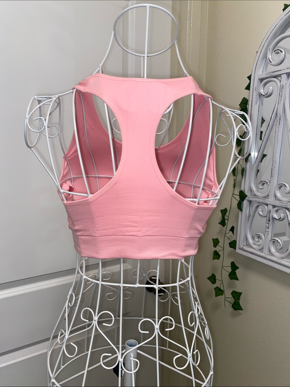 Puma Pink Logo Racerback Sports Bra - Picture 2 of 3